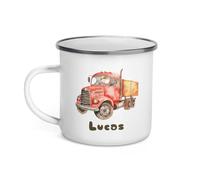 Chatcripant Tasse Pompier Tractopelle Camion Tracteur Personnalisable Prénom Enfant Camion Tracteur Mug Petite Fille Garçon Gobelet Verre Métal Cadeau Noël Acier Déjeuner Incassable Émaillee (Camion)