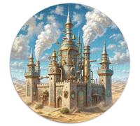 Château 1000 Pièces Puzzle Convient Aux Adultes Enfants Jeu Beau Paysage Rond Décoration Moderne Bricolage Décoration pour Enfants Cadeau (67.5x67.5cm)