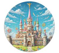 Château 1000 Pièces Puzzle Convient Aux Adultes Enfants Jeu Beau Paysage Rond Décoration Moderne Bricolage Créatif Jeux De Défi Uniques (67.5x67.5cm)