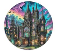 Château 1000 Pièces Puzzle Convient Aux Adultes Enfants Jeu Beau Paysage Rond Puzzles Classiques DIY Créatif Jeux De Défi Uniques (67.5x67.5cm)