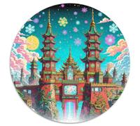 Château 1000 Pièces Puzzle Convient Aux Adultes EnfantsJeu Beau Paysage Puzzle Rond Puzzles Classiques DIY Puzzle Puzzle pour Enfants Décompression Et Cadeau (67.5x67.5cm)