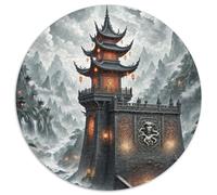 Château 1000 Pièces Puzzle Intelligence Beau Paysage Circulaire Décoration Moderne DIY Jeu Cadeau Unique (67.5x67.5cm)