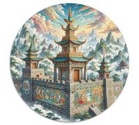 Château 1000 Pièces Puzzle Intelligence Beau Paysage Circulaire Puzzles Classiques DIY Décoration pour Enfants Cadeau (67.5x67.5cm)