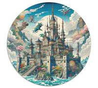 Château 1000 Pièces Puzzle Intelligence Beau Paysage Rond Puzzles Classiques DIY Décoration pour Enfants Cadeau (67.5x67.5cm)