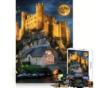 Château au Clair de Lune, Danse des lucioles et rivière sereine Puzzle de 1000 pièces pour Adultes, Jeu de réflexion et de détente, découpe Parfaite, Cadeau mémorable 38x52cm