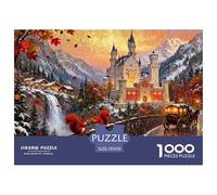 château Bavière Neuschwanstein Automne Puzzle en Bois Imperméable Puzzles De 1000 Pièces pour Adultes Défi Et Casse-tête De Décoration pour La Maison