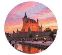 château Bran 1000 Pièces Jigsaw Puzzles Puzzle Circulaire pour Enfants Encastrement Parfait Jeu D'Intelligence De l'art De La DécoRat ION Moderne 1000pcs (67.5x67.5cm)