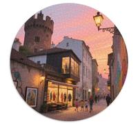château Bran 1000 Pièces Jigsaw Puzzles Puzzle Rond pour Adultes Et Enfants Encastrement Parfait Jeu D'Intelligence De l'art De La DécoRat ION Moderne 1000pcs (67.5x67.5cm)
