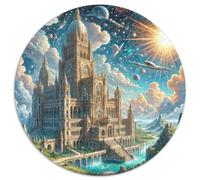 château Bran 1000 Pièces Puzzles Classiques Puzzle Rond pour Adultes Et Enfants Cadeaux Jeu D'Intelligence De l'art De La DécoRat ION Moderne 1000pcs (67.5x67.5cm)