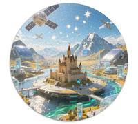 château Bran 1000 Pièces Puzzles Classiques Puzzle Rond pour Enfants Cadeaux Jeu D'Intelligence De l'art De La DécoRat ION Moderne 1000pcs (67.5x67.5cm)