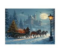 Château Calèche Lune 1000 Pièces Mini Puzzle pour Adolescents Papier | 52x38cm Décoration Salle De Séjour Découpe Précise Cadeau Ami Relaxation