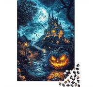 Château Citrouille Halloween Puzzle 1000 Pièces pour Adultes Papier Paysage Nocturne Coffret Puzzle 1000 Pièces Détente Décoration Cadeau 38x26cm/1000pcs