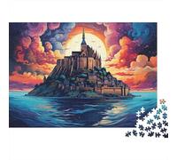 Château Coucher Soleil Casse-tête 1000 Pièces avec Découpe De Précision,Jeu De Puzzle Premium Puzzle De Développement Cognitif pour Une Activité Intergénérationnelle,Passion Nature Et Faune 52x38cm/1