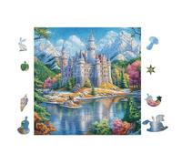 Château dans la vallée montagneuse 100 Pieces Casse-tête Créatif en Voitureton Épais Difficulté Moyenne Activité Hommeuelle Loisir Créatif Cadeau Créatif Événement Festif Premium 28x28cm