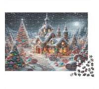 Château de Bonbons de Noël Puzzle 1000 Pièces pour Adultes, Un Jeu De Dexérité Très Difficile Puzzle Éducatif Aux Défis l'art De La Décoration Moderne 38x26cm/1000pcs