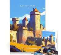 Château de Carcassonne Puzzle 1000 pièces pour Adultes Entraînement Mental, détente et Relaxation Découpe Laser Cadeau de Noël Unique (50x75cm)