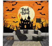 Château De Chauve-Souris Tenture Murale Tapisserie, La Charité S'Il-Vous-Plaît Tapisserie Murale Avec Art, Orange Décor Murales Art Mural De Plafond Pour Décor À La Maison Fête Dortoir 100x75cm