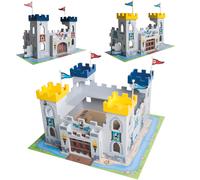 Château De Chevalier En Bois Roba - Grand Château 3 En 1 Divisible En Deux - Bleu, Gris, Jaune