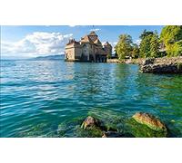 Château de Chillon, île du lac Léman, château ancien, peinture diamant 5D à faire soi-même, kit unique, décoration murale, cristal, 30 x 40 cm