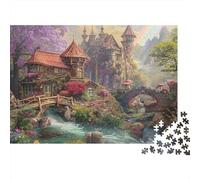 Château de Conte Cottage au Bord de la Rivière Puzzle 1000 Pièces Papier pour Adultes Relaxation Décor Maison 52x38cm/1000pcs