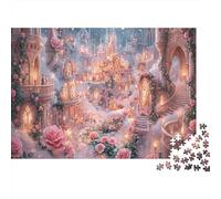 Château de Conte de féesPuzzle Classique 1000 Pièces Complet Roses éclatantes pour Grands-Parents Amélioration De La Mémoire Activité Intérieure 70x50cm/1000pcs
