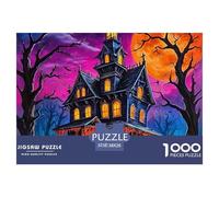 Château de Dessin animé sur Le thème d'halloween Puzzle 1000 Pièces Monde Fantastique - Activité Familiale Stimulante, Carton Recyclé, Déco Murale Après Assemblage, Format 38x26cm/1000pcs