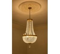 Château de Grimaldi - Lustre baroque cristal laiton massif douille E14 Ø 24 cm L 46 cm longueur totale 86 cm reproduction style antique