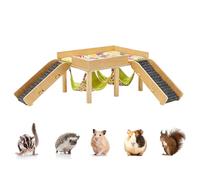 Chateau de hamac en bois pour hamster - Lit amovible à 2 niveaux | Maison de hamac pour hamsters en bois avec bords lisses, pour petits animaux, lapin, furet, intérieur, salle de séjour,