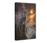 Château de la cascade du dragon noir Tableau sur Toile, Coin Canape