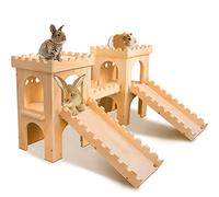 Château de lapin extra large en bois cachette tunnel et lit pour petits animaux cachette cabane solide construction sûre cachette de jeu pour lapin, cochon d'Inde, chinchilla