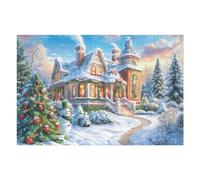 Château de Neige Noël 1000 Pièces Puzzle pour Ado en Carton Anti-Déchirure Facile Débutant Jeu De Société Soirée Entre Amis Cadeau Anniversaire Petit Prix 1000 PCS