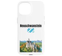 Château de Neuschwanstein souvenir voyage Allemagne drapeau bavarois Coque pour iPhone 15