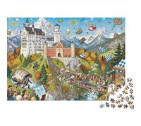 Château de Neuschwanstein : Une Folie de Contes de Fées Puzzle en Bois Imperméable DIY Puzzles De 1000 Pièces pour Adultes Amusant Jeux Éducatifs