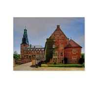 Château de Raesfeld dans Le Münsterland，Puzzle pour Adultes 1000 Pièces en Bois Puzzles Jeu Cadeau Accueil Décoratif Mots Croisés（75x50cm）-AV18