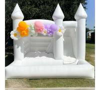 Château de rebond commercial pour fête de mariage en plein air, maison rebondissante blanche pour fêtes d'anniversaire d'enfants, événements, cadeau d'anniversaire