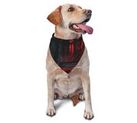 Château de vampire gothique avec fenêtres arquées avec lumières rouges imprimées graphique pour animaux de compagnie triangulaires pour chiens et chats, bandana mignon réglable pour animaux de