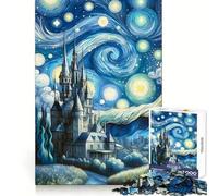 Château de Van Go Nuit Étoilée Puzzle de 1000 pièces pour Adultes Jeu Intelligent Anti-Stress Modèle à Assembler Surprise de Noël 50x75cm