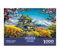Château des cerisiers du Fuji Puzzle 1000 Pièces, Puzzle Un Jeu Intellectuellement Stimulant Cadeaux pour Adolescents Et Enfants 52x38cm/1000pcs