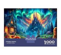 Château d'halloween Puzzle 1000 Pièces en Carton Aurores boréales pour Grands-Parents Amélioration De La Mémoire Activité Intérieure Qualité Premium 38x26cm/1000pcs