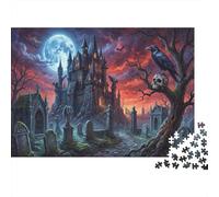 Château d'horreur du cimetière Puzzle 1000 Pièces Adultes Et Enfants,Premium,Carton,Dès 14 Ans,Casse-tête,Défi,Jeu Éducatif,Déco Murale, Anti-Stress,Détente 70x50cm