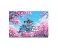 Château d'Osaka, Japon Impression Sur Toile Fleurs de Cerisier au Printemps Décoration Peinture Poster Mural Morden Affiche Decoration Pour Salon Chambre Restaurant Décorations 20x30inch(50x75cm)