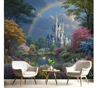 Château Du Jardin Papier Peint, 450X315 Cm Wasserdichte Tapete Dekorativ Décors D'Anime Fantastiques Kontakt Papier Für Wohnzimmer Schlafzimmer Waschraum Schrank Wand Couleurs Mélangées
