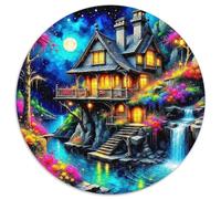 Château du rêvePuzzles en Bois 1000 Pièces pour Adultes Et Enfants Rond fantaisieCadeau De Jouets À Défi Créatif Stimulant1000pcs (67.5x67.5cm)