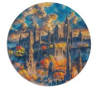 Château du rêvePuzzles en Bois 1000 Pièces pour Adultes Rond Monde de fantaisieDécorations Familiales À Défi Créatif Stimulant1000pcs (67.5x67.5cm)