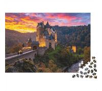 Château Eltz Puzzles pour Personnes Âgées 1000Pc Papier Recyclable Château Médiéval Puzzle pour Adultes Accessoires Jeu Familial Intéressant Accessoires Jeu Fête Maison 70x50cm/1000pcs