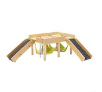 Château en bois pour cochon d'Inde avec escaliers et deux chambres de couchage, cachette en bois naturel pour petits animaux, bois lisse sans danger pour les pattes pour hamster, lapin, chinchilla