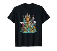Château enchanté Spirale Fantastique Cascade Royaume T-Shirt