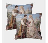 Château et Fleurs-Magnifique Histoire d'amour Taie d'oreiller Imprimé Maison Salon Chambre Housses De Coussin 50x50cm Paquet De 2
