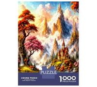 Château et Montagne et lac 1000 Pièces Puzzle Classique Charme du Paysage Fantastique Pack Puzzle Carton Extra-épais - Anti-Stress Voyage, Noël Cadeau 12+, pour Adultes Et Enfants 52x38cm/1000pcs