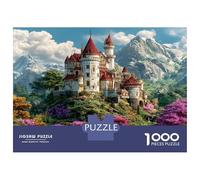 Château fée de Montagne 1000 Pièces Puzzle 3D - Carton Épais Et Durable & Puzzle Défi Mental luxuriantes Fleurs vibrantes - Cadeau Personnalisé 38x26cm/1000pcs pour Adultes À Partir De 14 Ans